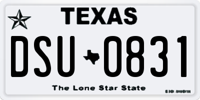 TX license plate DSU0831