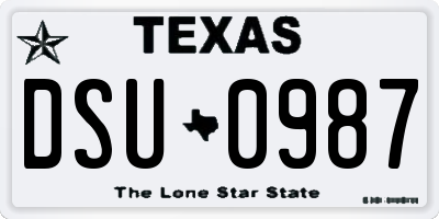 TX license plate DSU0987