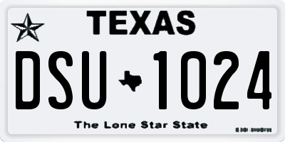 TX license plate DSU1024