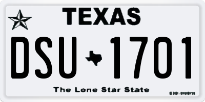 TX license plate DSU1701