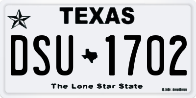 TX license plate DSU1702