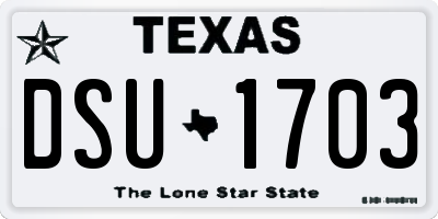 TX license plate DSU1703