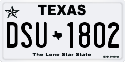 TX license plate DSU1802