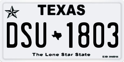 TX license plate DSU1803