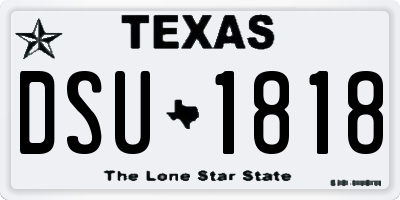 TX license plate DSU1818