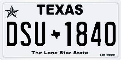 TX license plate DSU1840