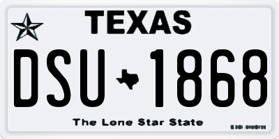 TX license plate DSU1868