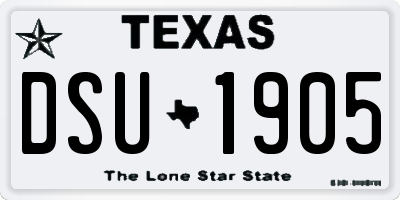 TX license plate DSU1905