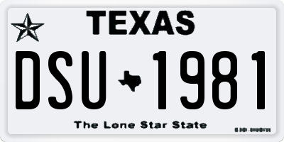 TX license plate DSU1981