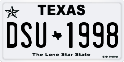 TX license plate DSU1998