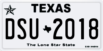 TX license plate DSU2018