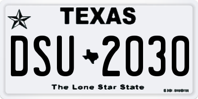 TX license plate DSU2030