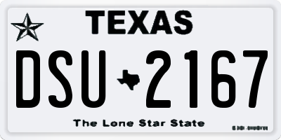 TX license plate DSU2167