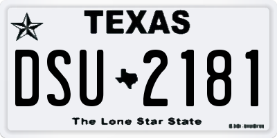 TX license plate DSU2181