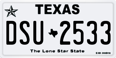 TX license plate DSU2533