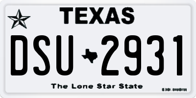 TX license plate DSU2931
