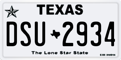 TX license plate DSU2934