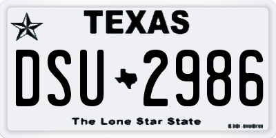 TX license plate DSU2986