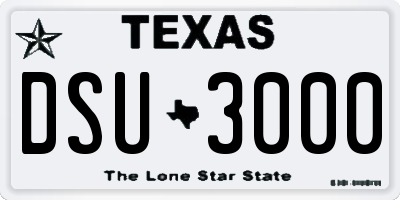 TX license plate DSU3000
