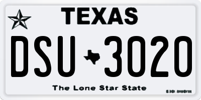 TX license plate DSU3020