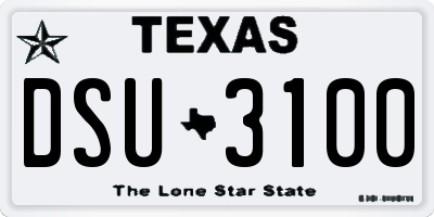 TX license plate DSU3100