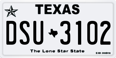 TX license plate DSU3102