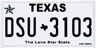 TX license plate DSU3103