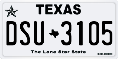 TX license plate DSU3105