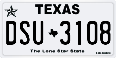 TX license plate DSU3108