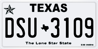 TX license plate DSU3109