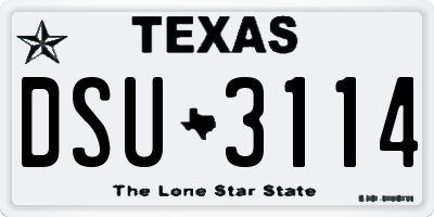 TX license plate DSU3114