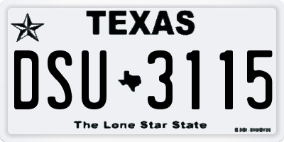 TX license plate DSU3115