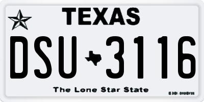 TX license plate DSU3116