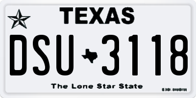 TX license plate DSU3118