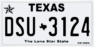 TX license plate DSU3124