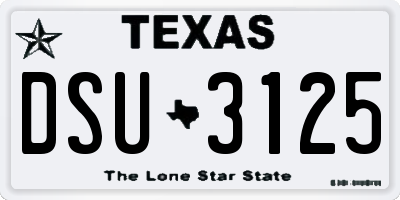 TX license plate DSU3125