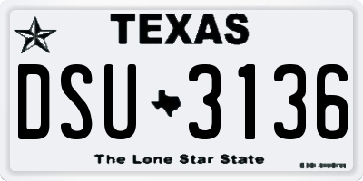 TX license plate DSU3136