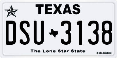 TX license plate DSU3138
