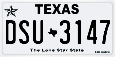 TX license plate DSU3147