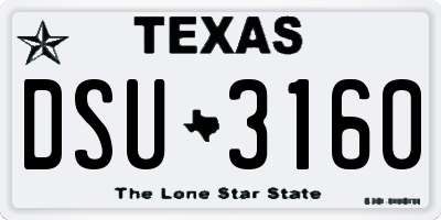 TX license plate DSU3160