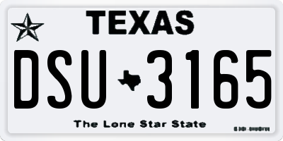 TX license plate DSU3165
