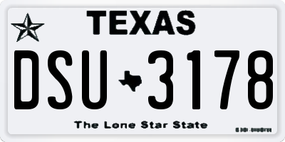 TX license plate DSU3178