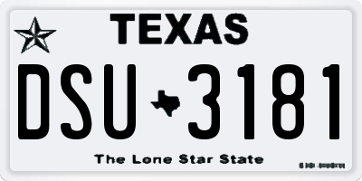 TX license plate DSU3181