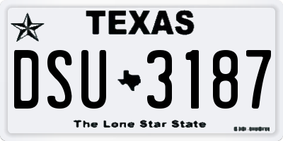 TX license plate DSU3187