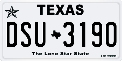 TX license plate DSU3190