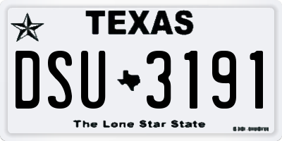 TX license plate DSU3191