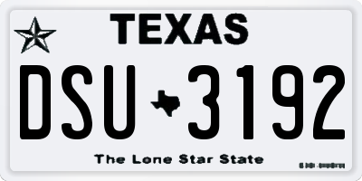 TX license plate DSU3192