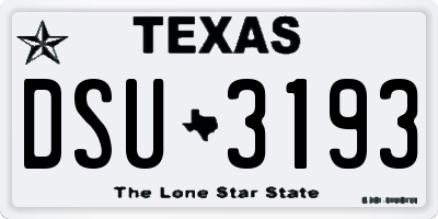 TX license plate DSU3193