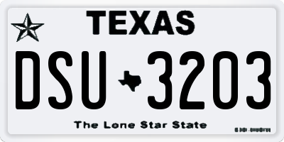 TX license plate DSU3203