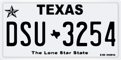 TX license plate DSU3254